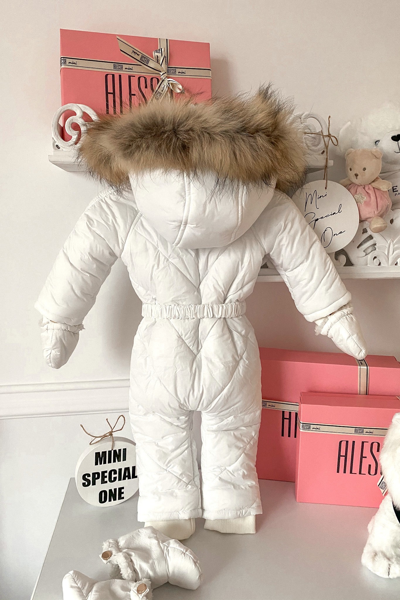 Alessa Mini Cosmonaut Cu Blană Naturală - Ecru - Imagine 7