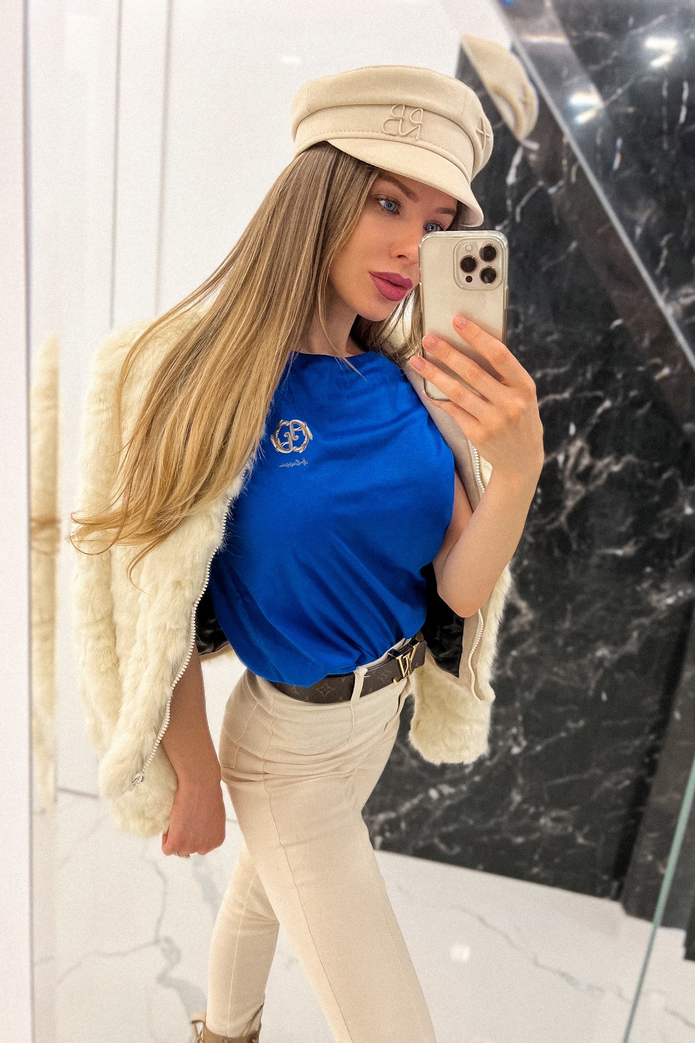 Alessa Rococo Logo T-shirt de bumbac- Albastru - Imagine 6