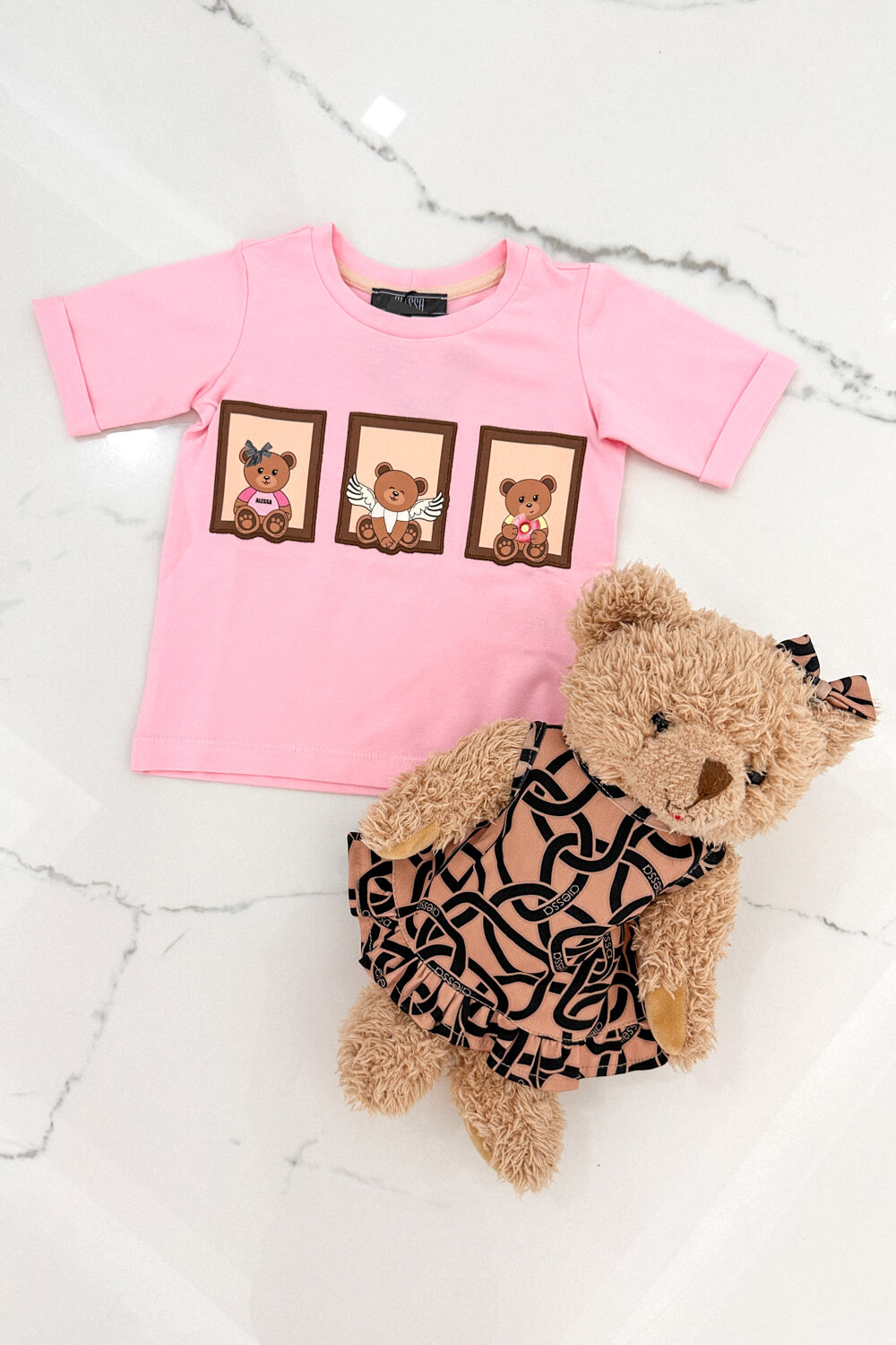 Bear Hug Mini T-Shirt din Bumbac - Roz - Imagine 12