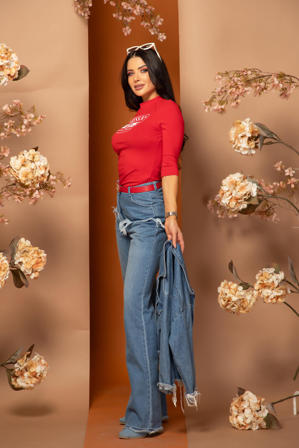 Bluza Stylish Everyday cu mânecă 3/4 - Red - Imagine 11