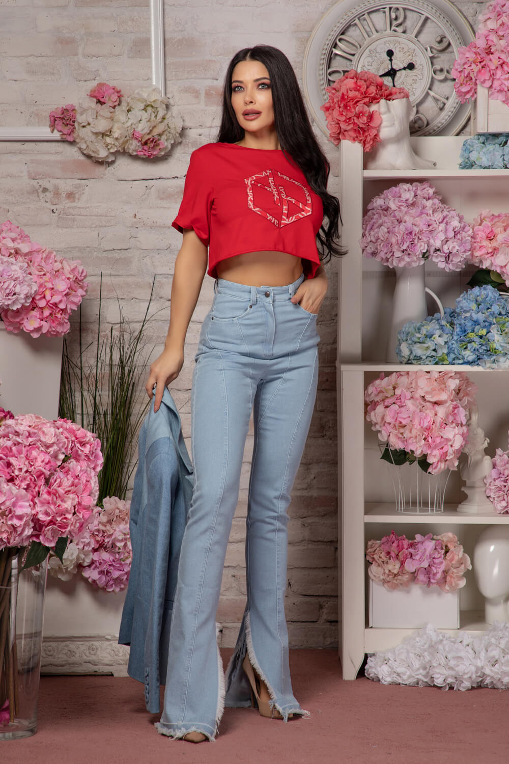 Love Your Way Crop T-Shirt de bumbac- Luxury Red - Imagine 12