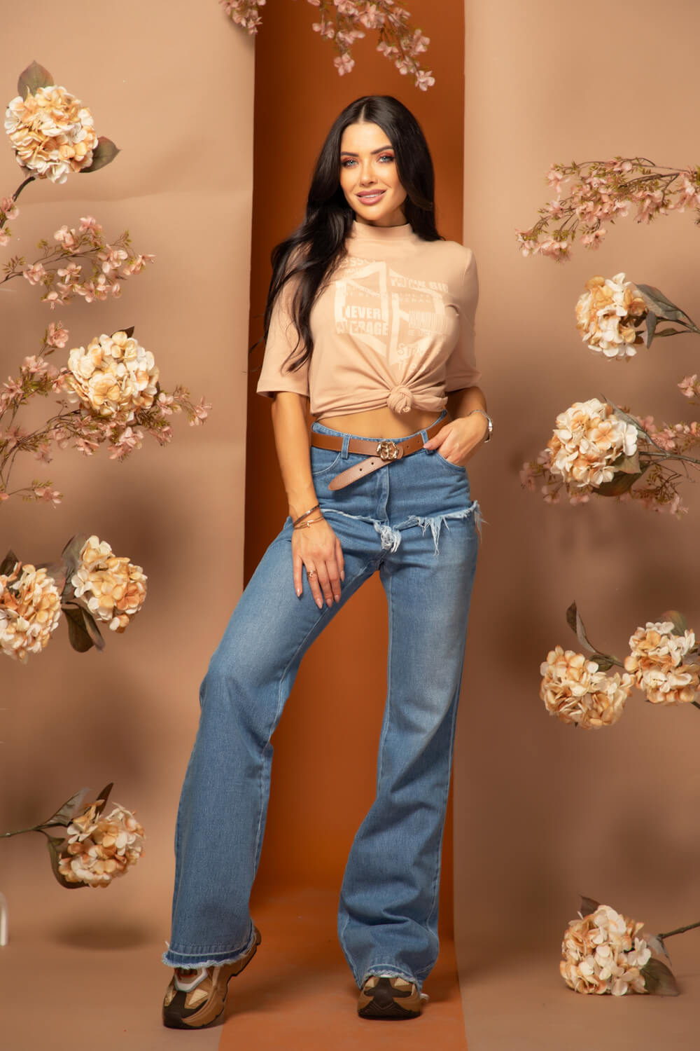 Demure Dynasty T-Shirt Din Bumbac - Nude - Imagine 8