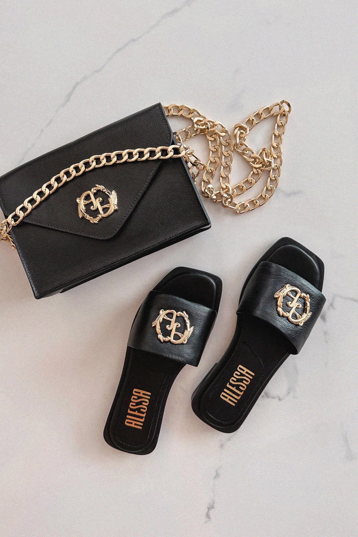 Șlapi Rococo Logo - Black/Gold - Imagine 12
