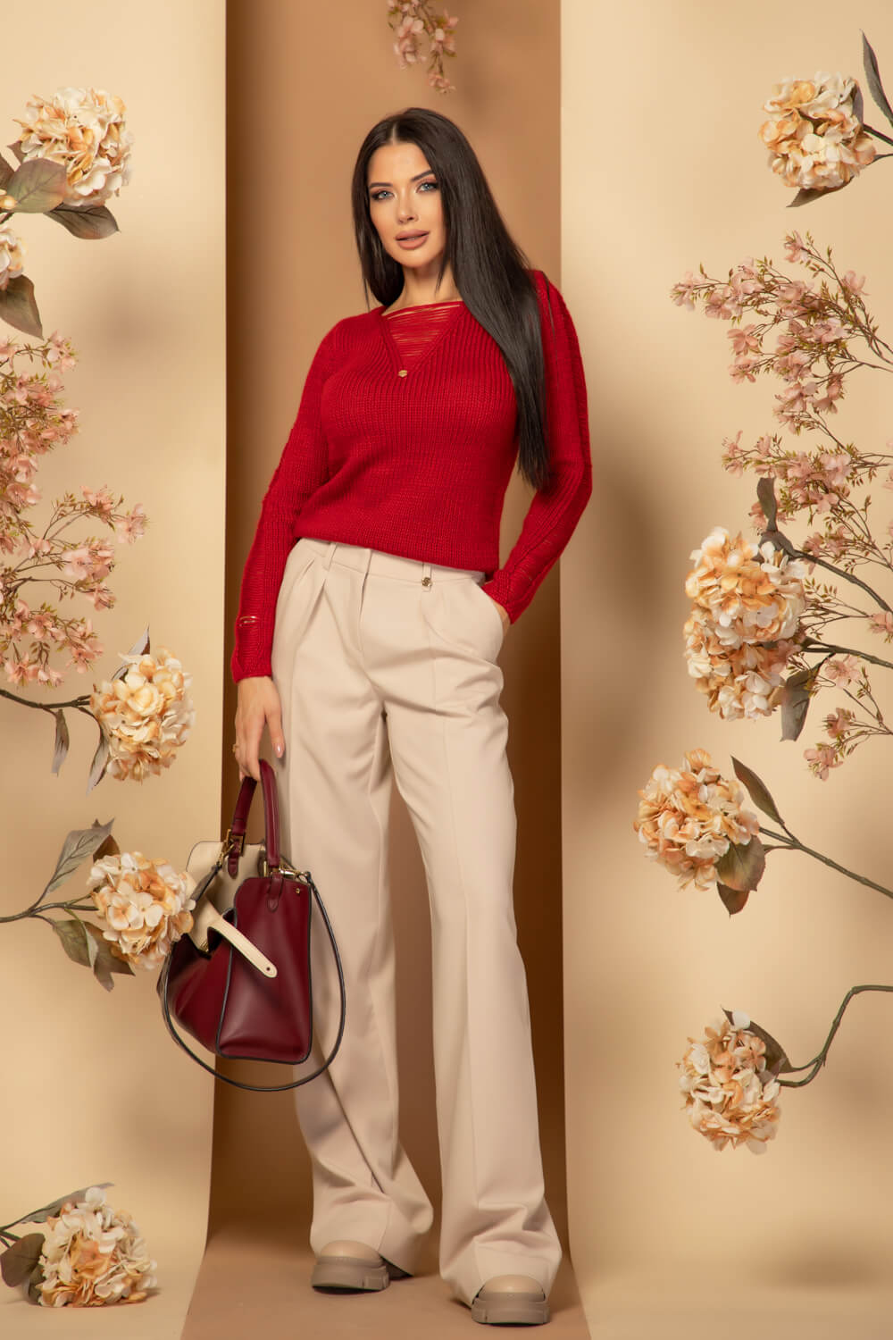 Urban Threads Pulover din lână - Red - Imagine 14