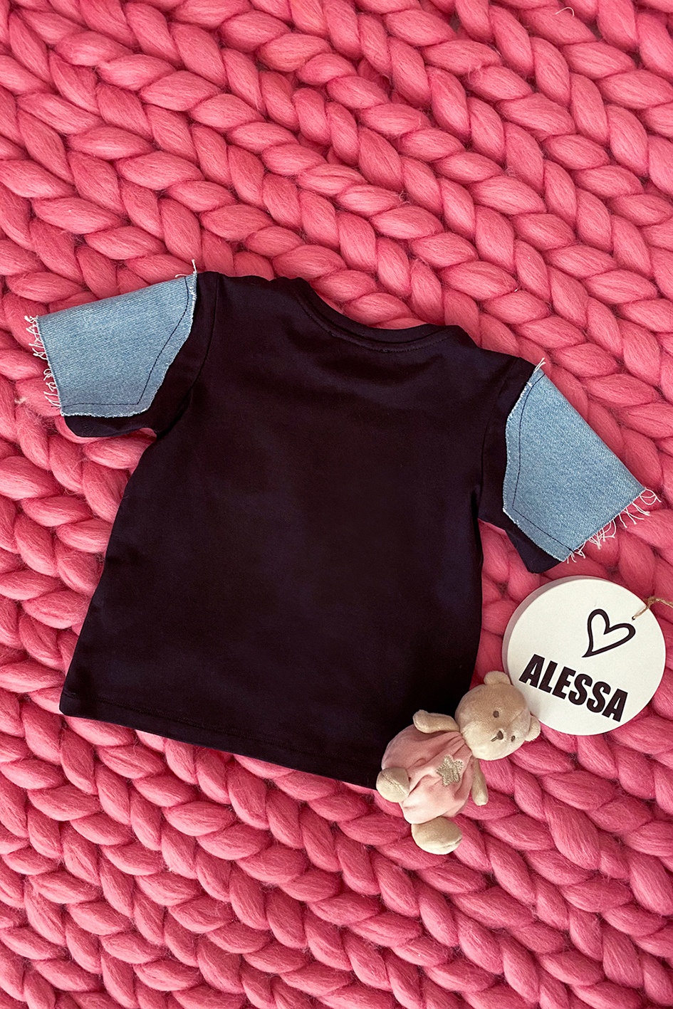 Alessa Mini Denim T-Shirt - Negru - Imagine 10