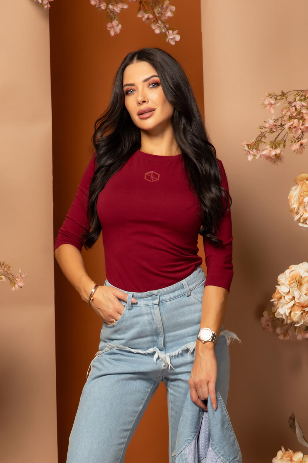 Flawless Flow Bluza Cu Mâneci 3/4 - Burgundy - Imagine 14