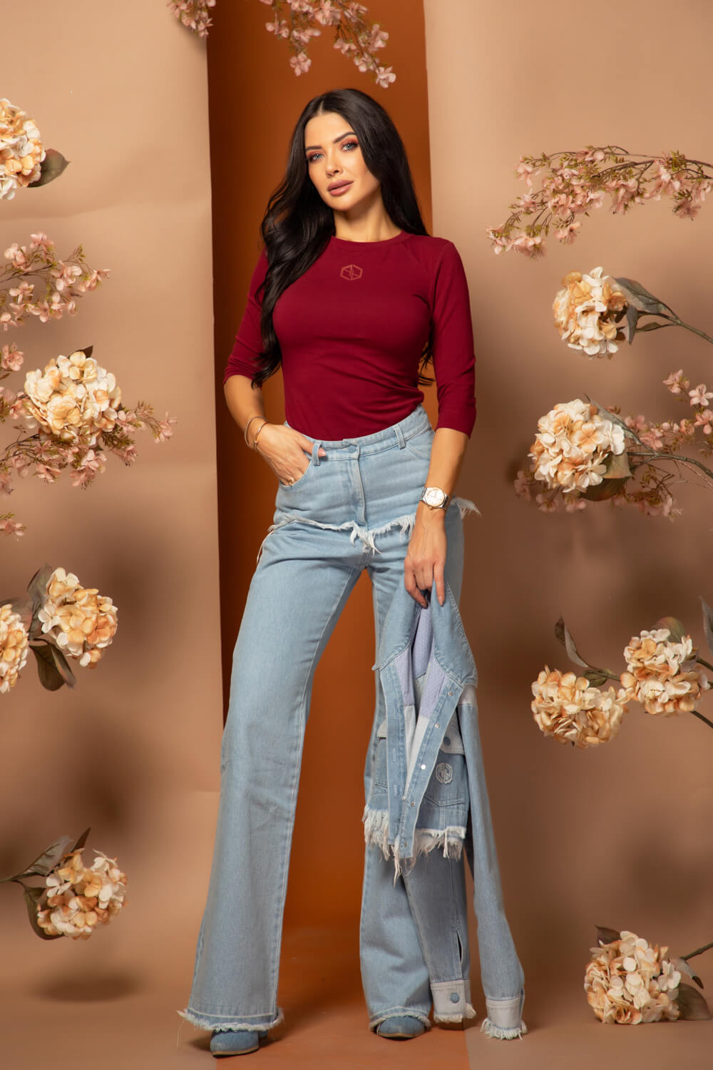 Flawless Flow Bluza Cu Mâneci 3/4 - Burgundy - Imagine 11