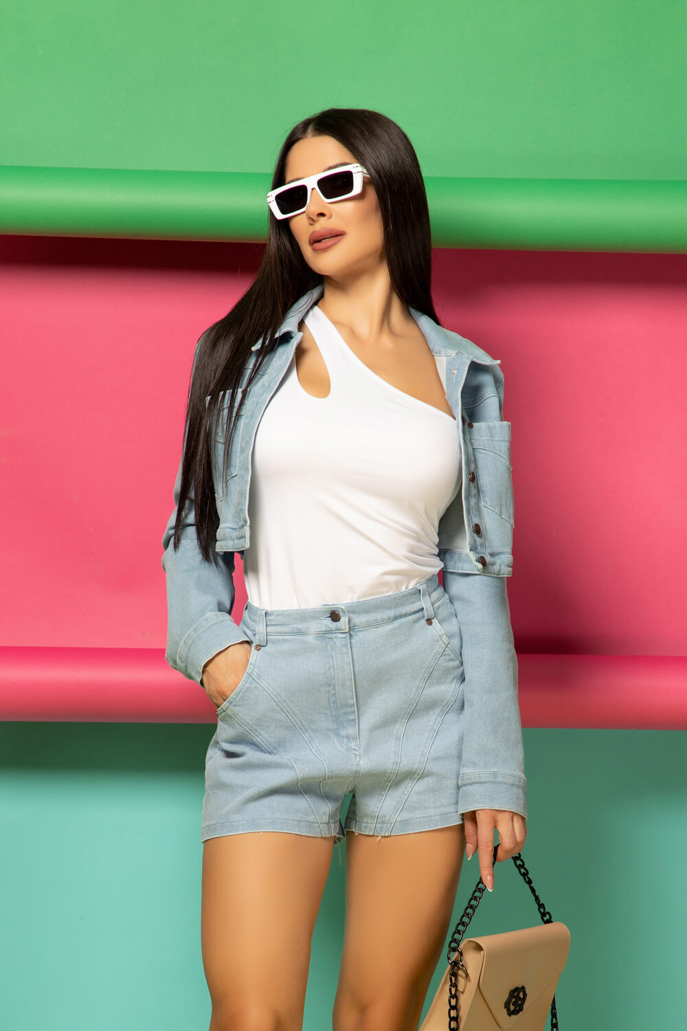 Sexy Choice Top cu un umăr - ecru - Imagine 16