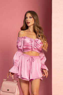 Urban Oasis Ruffles Pantaloni Scurți - Pink