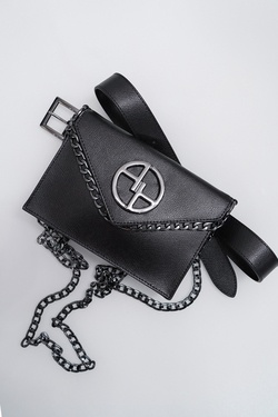 Showpiece Curea-Poseta - Black cu cataramă de nichel închis