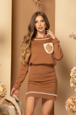 Cityscape Cozy Handmade Fustă Tricotată - Mocha