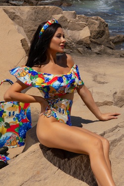 Paradise in Positano Bikini Cu Talie Înaltă