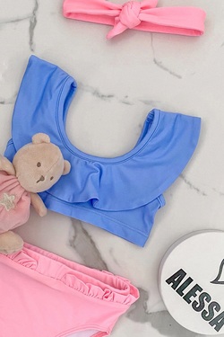 Eternal Sunshine mini Costum de baie Cropped Top Ruffles - Purple