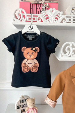 Alessa Bear Mini T-Shirt - Negru