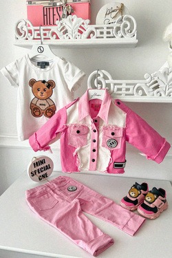 Feel This Moment Geacă mini denim - Roz