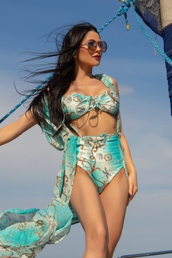 All I Want Is A Yacht Bikini cu talie înaltă - Aqua