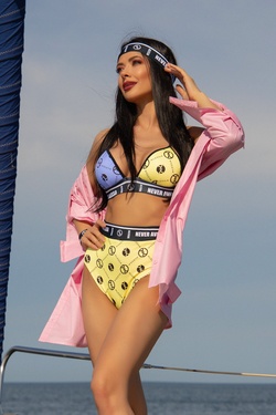 She Baller Costum de baie Bikini cu talie înaltă - yellow