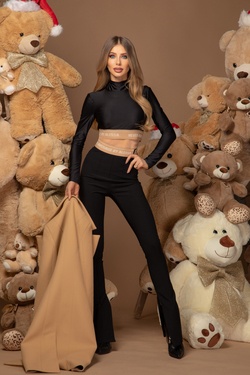 Adore you Pantaloni lungi cu Șliț - Black