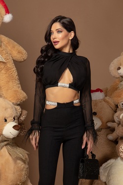 Hit The Dance floor Crop Top - Silver Crystal