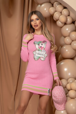 Charm Cuddle Rochie din Tricot - Pink