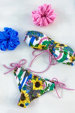 Keep on shining Bikini Costum de baie cu talie joasă - roz