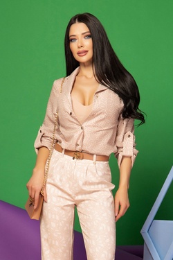 Small Circles, Big Checks Cămaşă - Luxury Nude