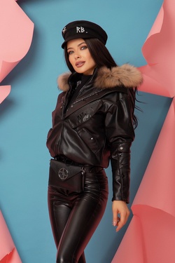 Ask about me Geacă din Piele - Lanț Nichel Întunecat