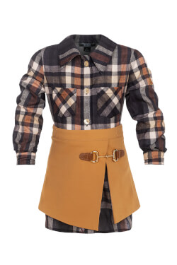 Pulse Pleat Mini Fustă-Accesoriu - Brown