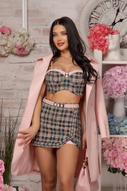 Wild Beauty Pantalon-Fustă Din Buclă - Green/Pink