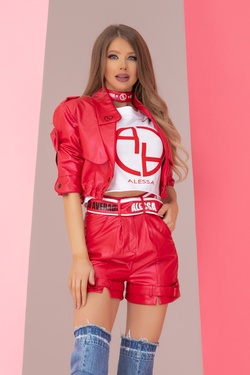 Something they admire pantalon piele ecologică - roșu