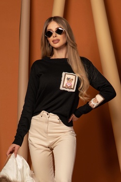 Bear hug Pulover din Tricotaj - Black