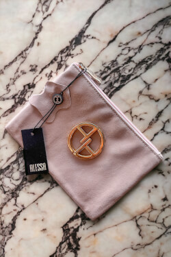 Powder satin Neceser din piele naturală - mic