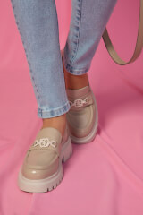 Luxury Step Loafers Lăcuite - Nude - Imagine 5