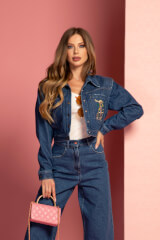 Alessa Royalty Jachetă-Vestă Din Denim - Blue - Imagine 20