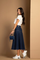 Denim Fever Midi Fustă - Dark Blue - Imagine 9
