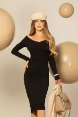 Ribbed Serenity Midi Rochie Rib - Black - Imagine 8