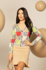 Cozy Elegance Vestă Tricotată - Red/Green - Imagine 7