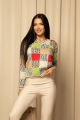 Cozy Elegance Pulover Tricotat - Red/Green - Imagine 8