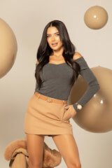 Ribbed Serenity Bluza-Șală - Anthracite - Imagine 12