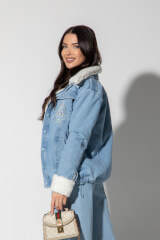 Geacă Luxury Classic cu căptușeală călduroasă detașabilă - Light Blue - Imagine 16
