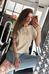 Tricou Inspire Insignia cu broderie - Soft Beige - Imagine 9