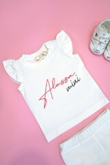 Baby Love Mini Tricou Din Bumbac - Ecru - Imagine 3