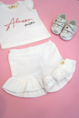 Baby Love Mini Pantalon Scurt - Ecru - Imagine 3
