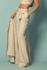 Linen Muse Pantaloni Lung de In - Beige - Imagine 18