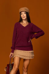 Pure Comfort Pulover din lână - Burgundy - Imagine 8