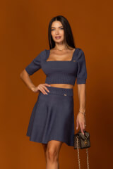 Signature Soft Top Crop Tricotat - Jeans - Imagine 9