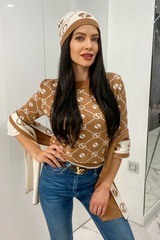 Alessa religion pulover din tricotaj cu mânecă ¾ - mocca - Imagine 2