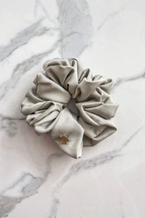 Scrunchie gri-bej - mare - Imagine 2