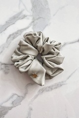Scrunchie gri – bej - Mic - Imagine 2