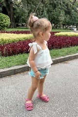 Piece of paradise Mini top cu volane - Ecru - Imagine 4